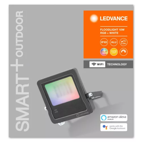 LED reflektor 10W 300lm RGB+W IP65 fekete LEDVANCE Smart+ WiFi Flood