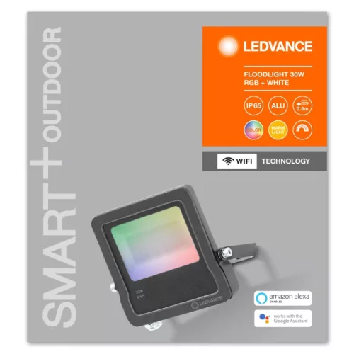 LED reflektor 30W 2190lm RGB+W IP65 fekete LEDVANCE Smart+ WiFi Flood