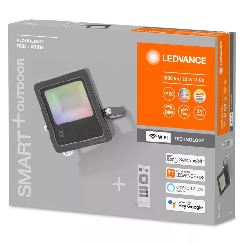 LED reflektor 20W 3000K 1600lm RGB IP65 LEDVANCE Flood Smart + WiFi + TÁVIRÁNYÍTÓ