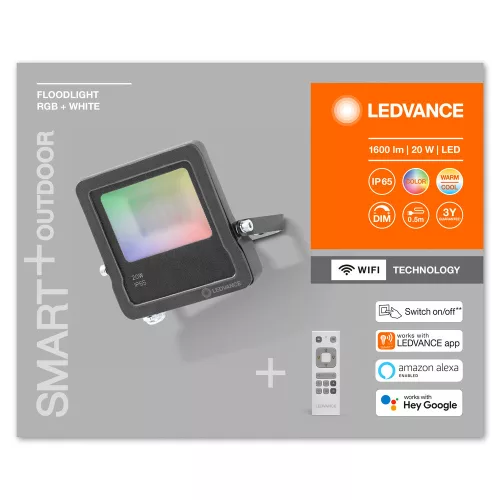 LED reflektor 20W 3000K 1600lm RGB IP65 LEDVANCE Flood Smart + WiFi + TÁVIRÁNYÍTÓ