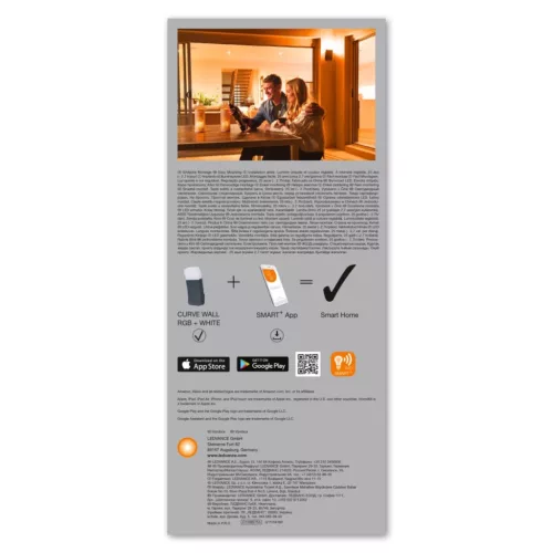 INTELLIGENS LED fali lámpa 9W RGB+W Sötétszürke SMART+ WiFi CURVE LEDVANCE