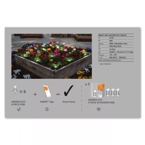 Dekoratív RGB LED fénypontok 2,5 W SMART+ WiFi GARDEN 9 Dot LEDVANCE