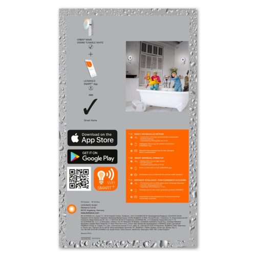 LED fürdőszobai lámpatest ORBIS Wave 8W 700lm meleg-hideg 20cm SMART+ WiFi LEDVANCE