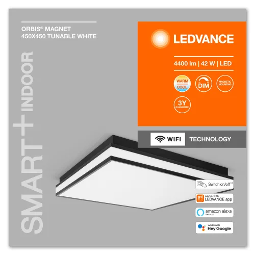 Felületre szerelhető LED mennyezeti lámpa ORBIS MAGNET 42W 4200lm CCT 45cm SMART+ WiFi LEDVANCE fekete