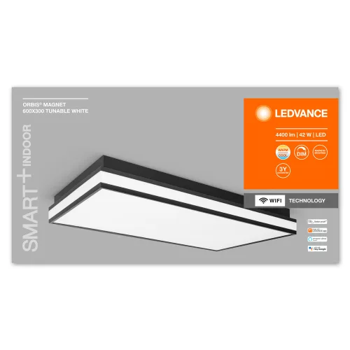 Felületre szerelhető LED mennyezeti lámpa ORBIS MAGNET 42W 4200lm CCT 60x30cm SMART+ WiFi LEDVANCE fekete