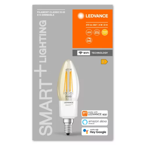 E14 B35 LED izzó 4W = 40W 2700K Meleg 470lm 300° LEDVANCE SMART+ WIFI izzószál szabályozható