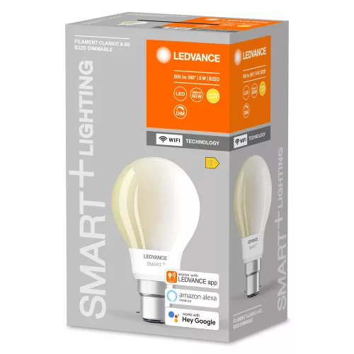 B22d A60 LED izzó 6W = 60W 2700K Meleg 806lm 300° LEDVANCE SMART+ WIFI izzószál szabályozható