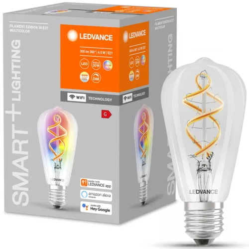 E27 ST64 LED izzó 4.5W = 30W 2700K Meleg RGB 300lm 300° LEDVANCE SMART+ WIFI izzószál szabályozható