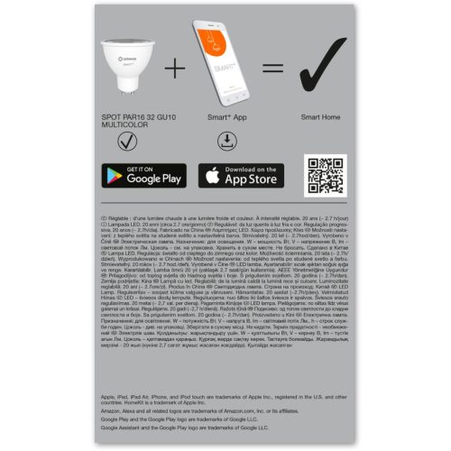3PAK LED izzó GU10 5W 350lm CCT LEDVANCE SMART+ WiFi RGB szabályozható
