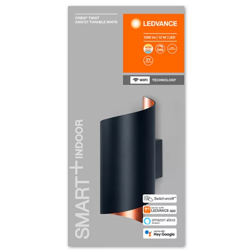 SMART+ WIFI fali lámpa Smart fali lámpa 12W ORBIS TWIST BLACK LEDVANCE