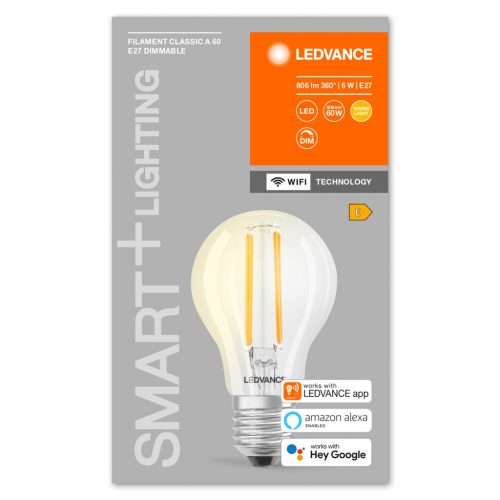 E27 A60 LED izzó 6W 806lm 2700K Meleg SMART+ WiFi Izzószál szabályozható Klasszikus LEDVANCE