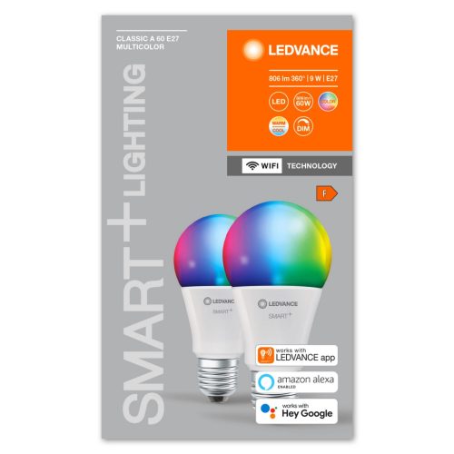 2PAK LED izzó E27 A60 9W 806lm RGBW SMART+ WiFi Dimmelhető Classic LEDVANCE