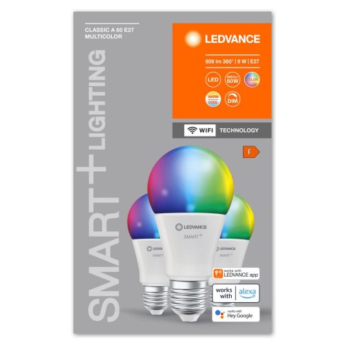 3PAK LED izzó E27 A60 9W 806lm RGBW SMART+ WiFi szabályozható klasszikus LEDVANCE