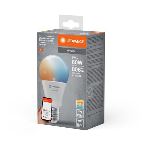 E27 A60 LED izzó 9W 806lm SMART+ WiFi CCT szabályozható klasszikus LEDVANCE