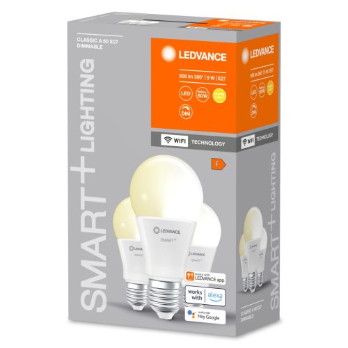 3PAK LED izzó E27 A60 9W 806lm 2700K meleg SMART+ WiFi szabályozható klasszikus LEDVANCE