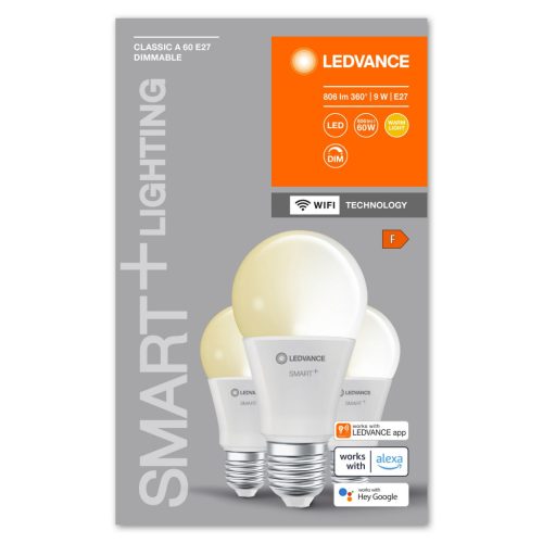 3PAK LED izzó E27 A60 9W 806lm 2700K meleg SMART+ WiFi szabályozható klasszikus LEDVANCE