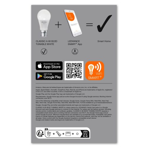 B22d A60 LED izzó 9W 806lm 220° SMART+ WiFi CCT szabályozható Classic LEDVANCE