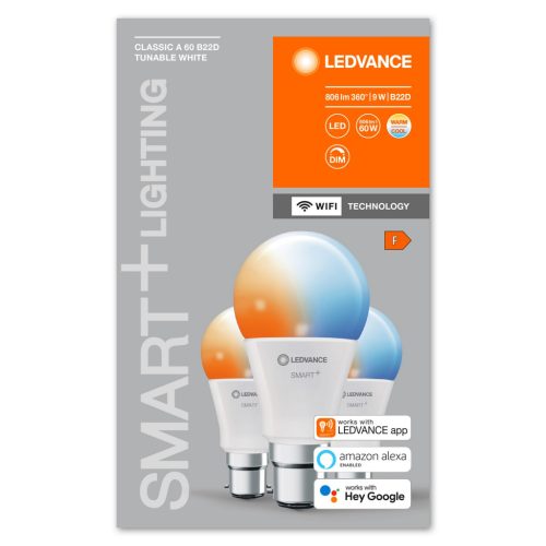 3PAK LED izzó B22d A60 9W 806lm 215° SMART+ WiFi CCT szabályozható klasszikus LEDVANCE