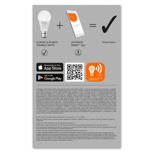 3PAK LED izzó B22d A60 9W 806lm 215° SMART+ WiFi CCT szabályozható klasszikus LEDVANCE