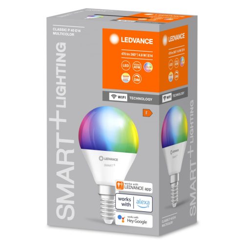 E14 P40 LED izzó 4.9W 470lm RGBW SMART+ WiFi szabályozható mini izzó LEDVANCE