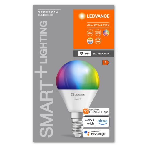 E14 P40 LED izzó 4.9W 470lm RGBW SMART+ WiFi szabályozható mini izzó LEDVANCE