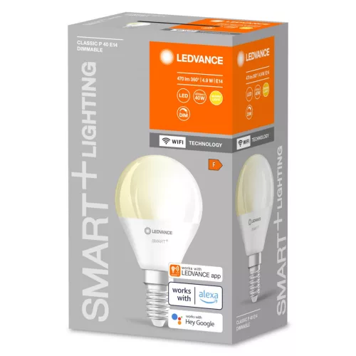 E14 P40 LED izzó 4.9W 470lm 2700K meleg SMART+ WiFi szabályozható mini izzó LEDVANCE