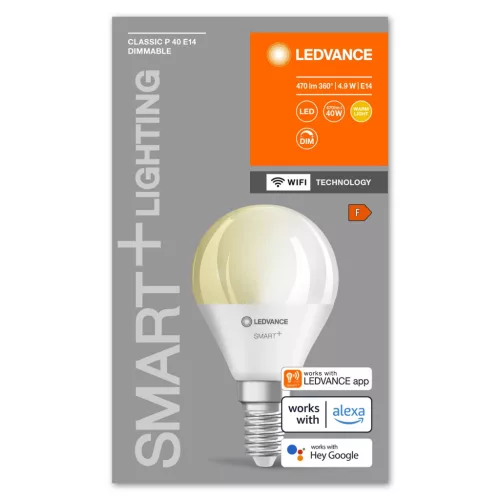 E14 P40 LED izzó 4.9W 470lm 2700K meleg SMART+ WiFi szabályozható mini izzó LEDVANCE