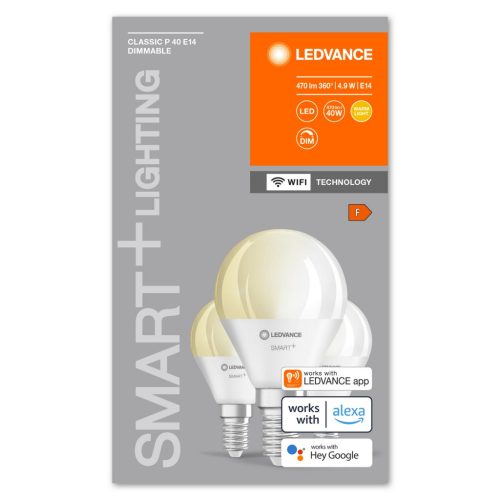 3PAK LED izzó E14 P40 4.9W 470lm 2700K meleg SMART+ WiFi szabályozható mini izzó LEDVANCE