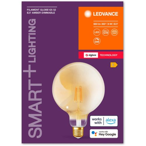E27 G125 LED izzó 6W 680lm 2400K melegszálas LEDVANCE SMART+ ZigBee szabályozható