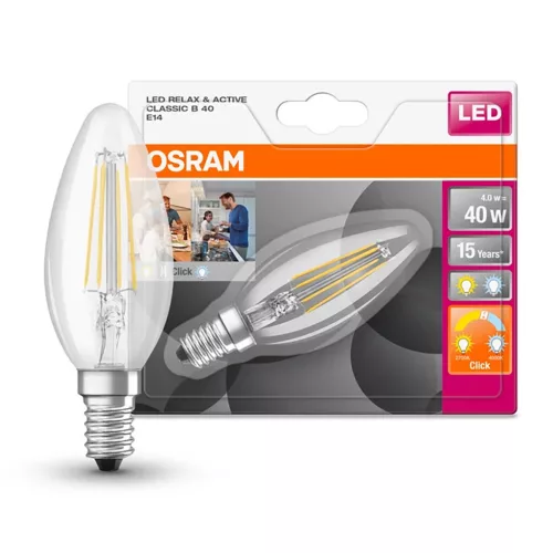 E14 B40 LED izzó 4W = 40W 470lm 2700-4000K 300° OSRAM STAR A és R izzószál