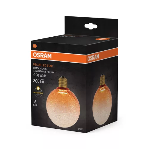 E27 LED izzó Frosty Globe 3.5W 300lm 2700K Meleg, dekoratív narancssárga Osram