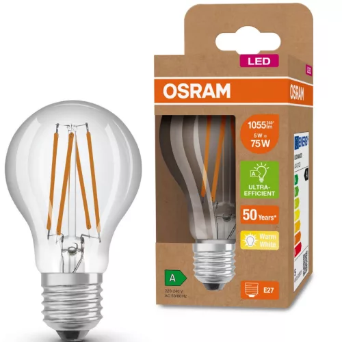 LED izzó A60 E27 5W = 75W 1055lm 3000K  360° OSRAM
