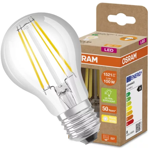 LED izzó A60 E27 7.2W = 100W 1521lm 3000K 360° OSRAM