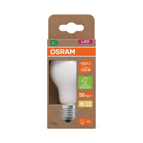 LED izzó A60 E27 7.2W = 100W 1521lm 2700K Meleg 300° Izzószálas KLASSZIKUS ENERGIAHATÉKONYSÁG Osram