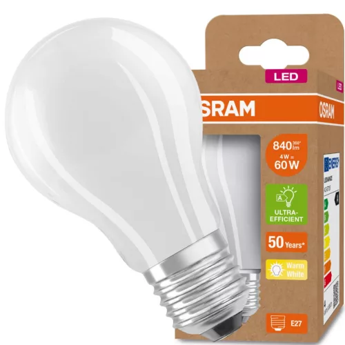 LED izzó A60 E27 FR 4W = 60W 840lm 3000K 360° OSRAM