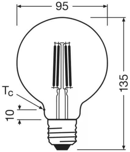 LED izzó G95 gömb alakú E27 5W = 75W 1055lm 4000K Semleges 330° Izzószálas KLASSZIKUS ENERGIAHATÉKONYSÁG Osram