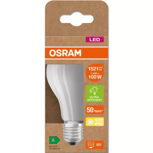 LED izzó A60 E27 FR 7.2W = 100W 1521lm 3000K  360° OSRAM