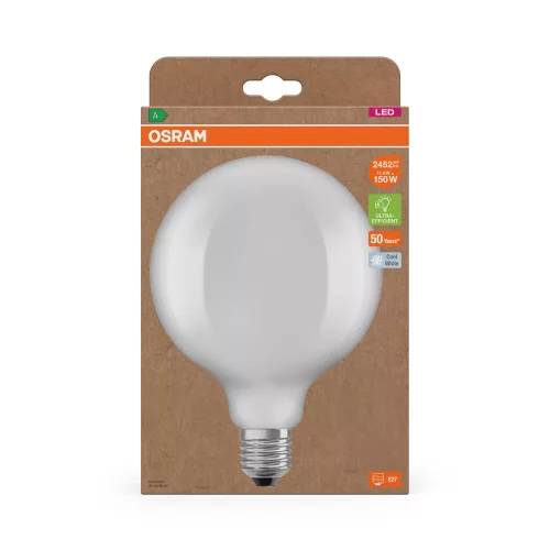 LED izzó G125 gömb alakú E27 11.6W = 150W 2452lm 4000K Semleges 330° Izzószálas CLASSIC ENERGY EFFICIENCY Osram
