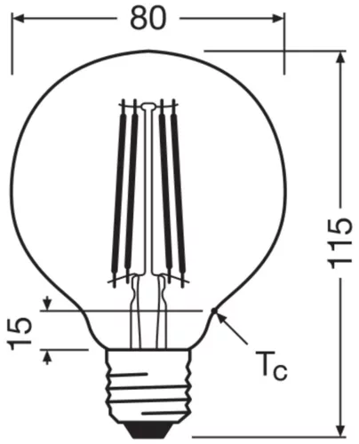 LED izzó G80 gömb alakú E27 2.2W = 40W 470lm 2700K Meleg 330° Izzószálas KLASSZIKUS ENERGIAHATÉKONYSÁG Osram