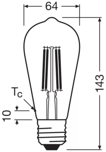 LED izzó ST64 E27 5W = 75W 1055lm 4000K Semleges 330° Izzószálas KLASSZIKUS ENERGIAHATÉKONYSÁG Osram