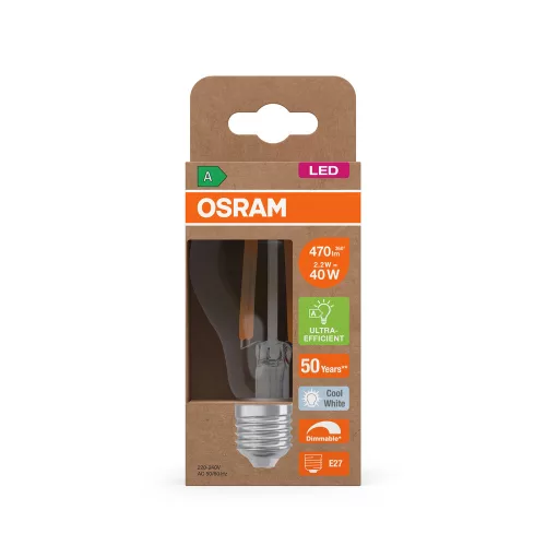 LED izzó A60 E27 2.2W = 40W 470lm 4000K Semleges 320° Szabályozható CLASSIC Osram