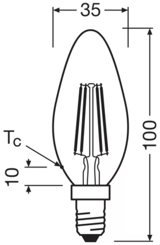 LED izzó B35 gyertya E14 2.2W = 40W 470lm 4000K Semleges 330° 214lm/W KLASSZIKUS ENERGIAHATÉKONYSÁG Osram