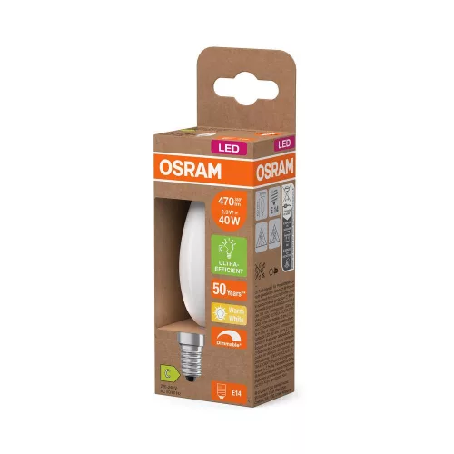 LED izzó B35 gyertya E14 2.9W = 40W 470lm 2700K Meleg 300° Szabályozható KLASSZIKUS ENERGIAHATÉKONYSÁG Osram