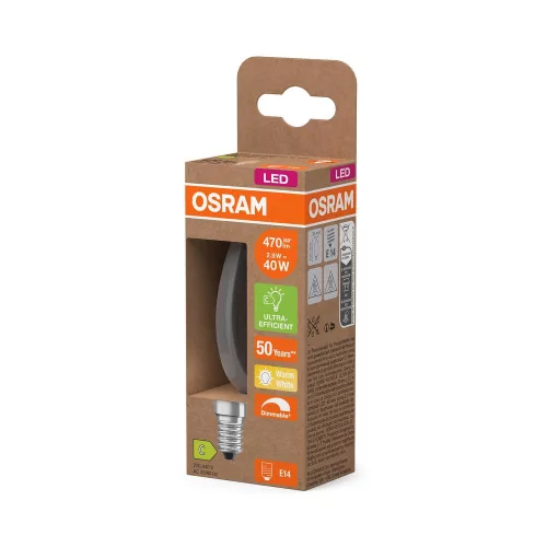 LED izzó B35 gyertya E14 2.9W = 40W 470lm 2700K Meleg 300° Szabályozható ENERGY CLASSIC EFFICIENCY Osram