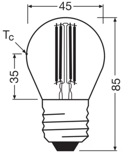 LED izzó P45 gömb alakú E27 2.2W = 40W 470lm 2700K Meleg 320° 214lm/W KLASSZIKUS ENERGIAHATÉKONYSÁG Osram