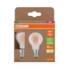 2x LED izzó P45 gömb E14 2.2W = 40W 470lm 2700K Meleg 330° 214lm/W KLASSZIKUS ENERGIAHATÉKONYSÁG Osram