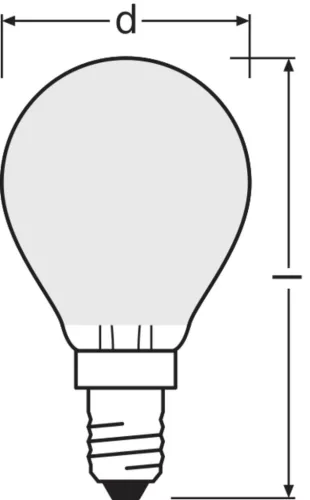 LED izzó P45 gömb alakú E14 1.2W = 25W 255lm 4000K Semleges 330° 213lm/W KLASSZIKUS ENERGIAHATÉKONYSÁG Osram