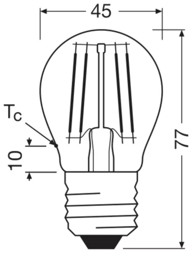 LED izzó P45 gömb alakú E27 1.2W = 25W 255lm 2700K Meleg 330° 213lm/W ENERGY CLASSIC EFFICIENCY Osram