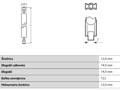 Izzószál R7S 48W 750lm 2900K OSRAM HALOLINE PRO 74,9mm