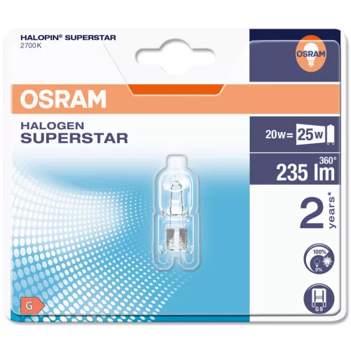 Halogén izzó G9 20W 235lm 2700K OSRAM HALOPIN